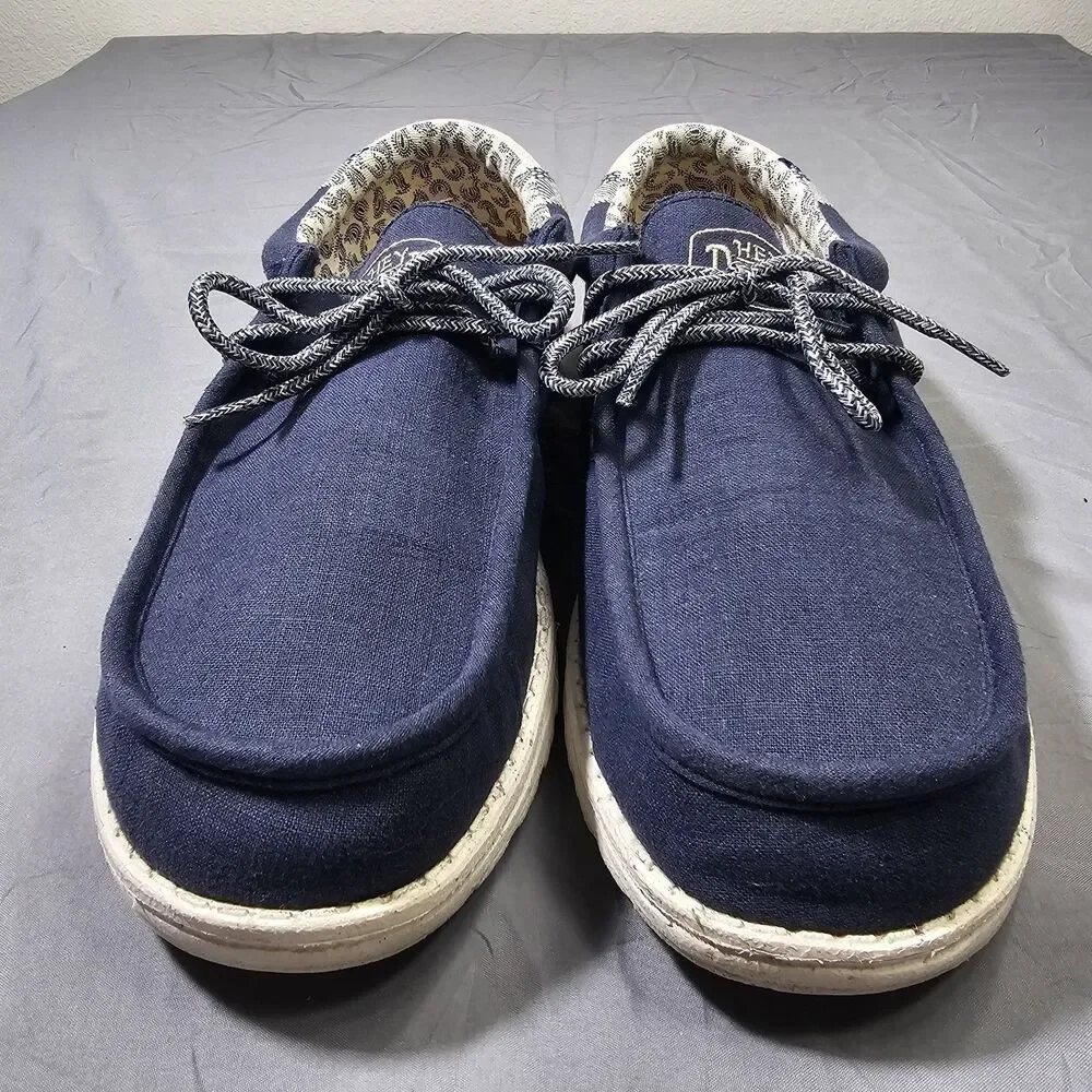 HEYDUDE Wally Navy Blue Paisley Men's Size 11 Casual Slip On Canvas Loafers